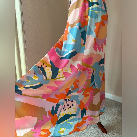 NWT AQUA Floral Print Maxi Dress wrap long summer dress w belt Bloomingdales L - Picture 10 of 15